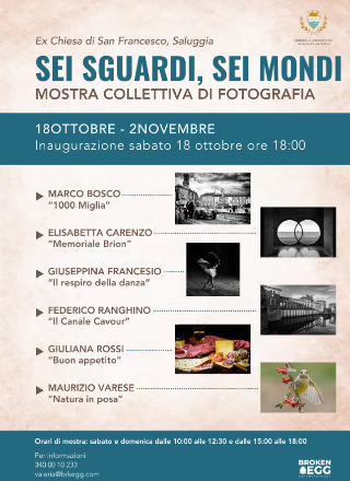 Saluggia – “Sei sguardi, sei mondi”: sei autori in mostra all’ex Chiesa di San Francesco